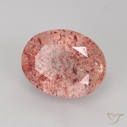 Cuarzo fresa Rosado medio natural de 3.34 ct, Ovalada, Translúcido
