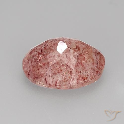 Cuarzo fresa Rosado medio natural de 3.34 ct, Ovalada, Translúcido