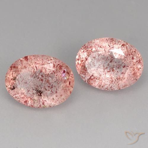 Gemas de Cuarzo fresa Rosado medio natural de 3.45 ct, Ovalada, Transparente