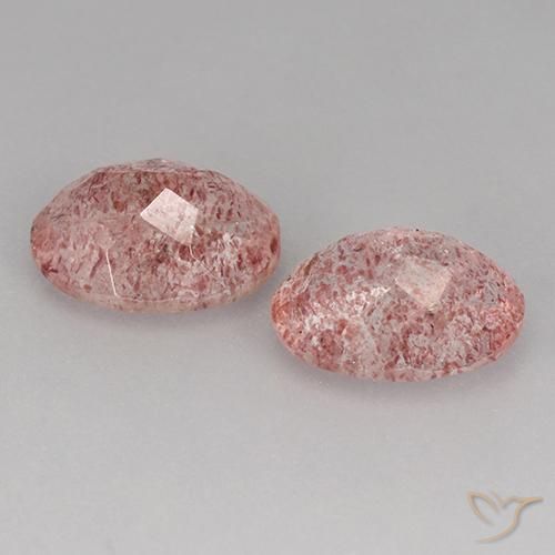 Gemas de Cuarzo fresa Rosado medio natural de 3.45 ct, Ovalada, Transparente