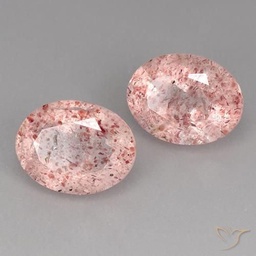 Gemas de Cuarzo fresa Rosado claro natural de 3.62 ct, Ovalada, Transparente