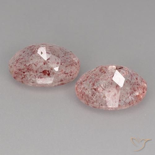 Gemas de Cuarzo fresa Rosado claro natural de 3.62 ct, Ovalada, Transparente