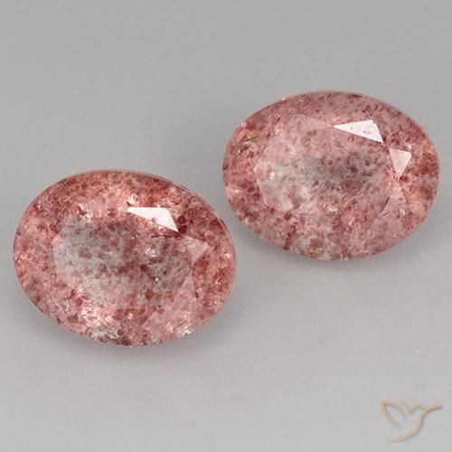 Gemas de Cuarzo fresa Rosado claro medio natural de 3.62 ct, Ovalada, Translúcido