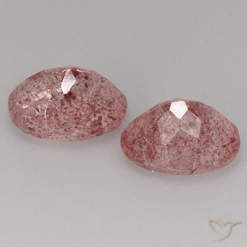 Gemas de Cuarzo fresa Rosado claro medio natural de 3.62 ct, Ovalada, Translúcido