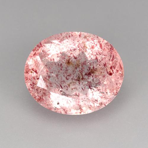 Cuarzo Fresa Rosado Bubblegum natural de 3.78 ct, Corte Óvalo, Transparente