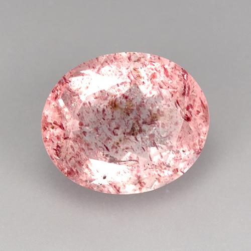 Cuarzo Fresa Rosado Bubblegum natural de 3.78 ct, Corte Óvalo, Transparente