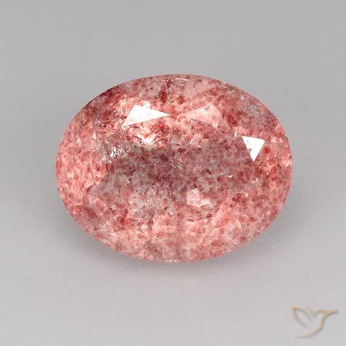 Cuarzo Fresa Rosado claro natural de 3.34 ct, Corte Óvalo, Translúcido