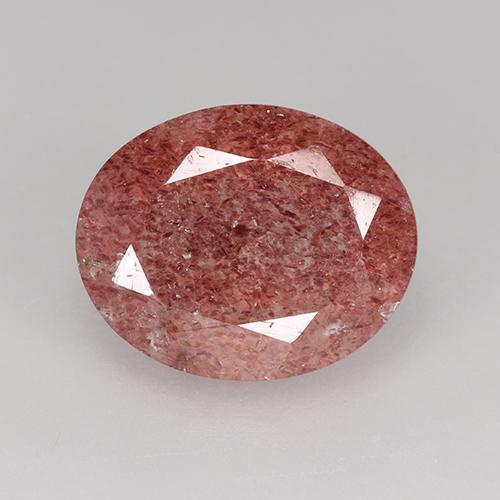 Cuarzo Fresa Rojo ladrillo natural de 3.36 ct, Corte Óvalo, Translúcido