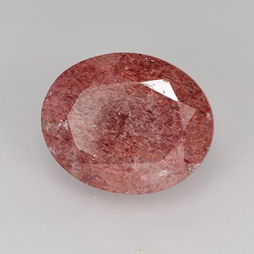 Cuarzo Fresa Rojo ladrillo natural de 3.36 ct, Corte Óvalo, Translúcido