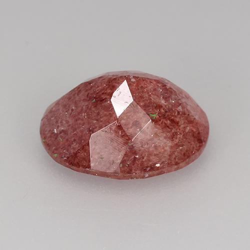 Cuarzo Fresa Rojo ladrillo natural de 3.36 ct, Corte Óvalo, Translúcido