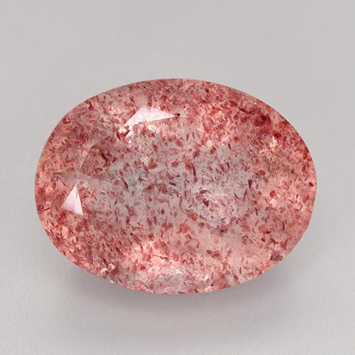 Cuarzo Fresa Rosado medio natural de 8.70 ct, Corte Óvalo, Transparente