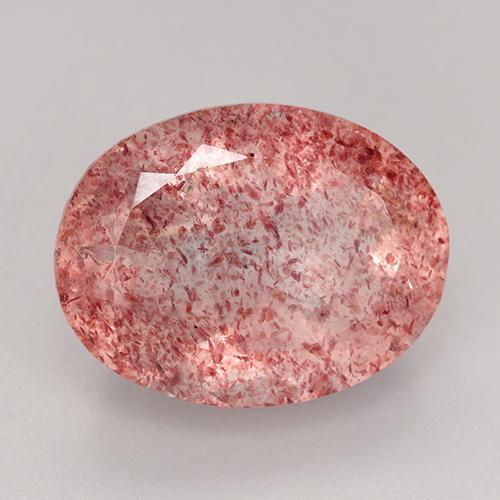 Cuarzo Fresa Rosado medio natural de 8.70 ct, Corte Óvalo, Transparente