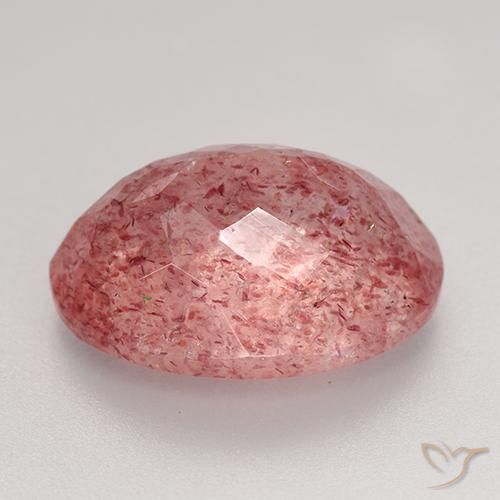 Cuarzo fresa Rojo oscuro natural de 9.24 ct, Ovalada, Translúcido