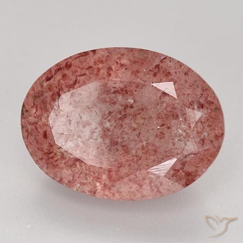 Cuarzo fresa Rosa rosado natural de 8.83 ct, Ovalada, Translúcido