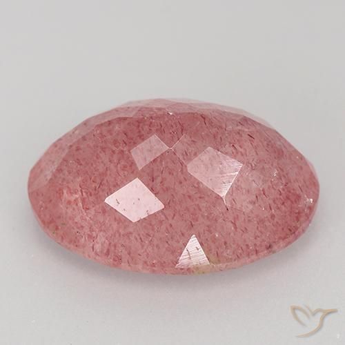 Cuarzo fresa Rosado medio natural de 8.40 ct, Ovalada, Translúcido
