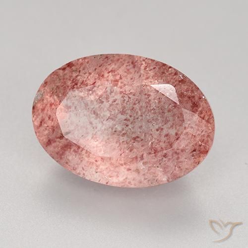 Cuarzo fresa Rosado claro natural de 5.77 ct, Ovalada, Translúcido
