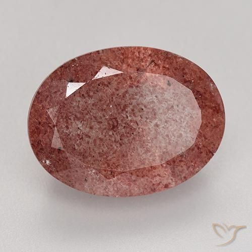 Cuarzo fresa Rosado medio natural de 9.31 ct, Ovalada, Translúcido