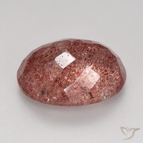 Cuarzo fresa Rosado medio natural de 9.31 ct, Ovalada, Translúcido