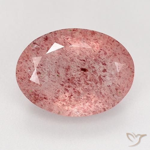 8.34ct Natural Rosado claro medio cuarzo fresa, Ovalada, Translúcido