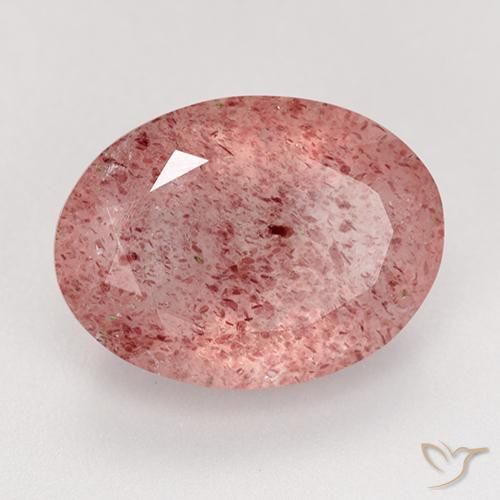 Cuarzo fresa Rosado claro medio natural de 8.34 ct, Ovalada, Translúcido