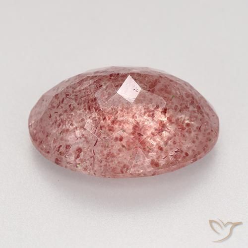 Cuarzo fresa Rosado claro medio natural de 8.34 ct, Ovalada, Translúcido