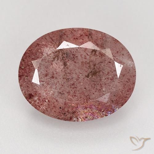 Cuarzo Fresa Rosado medio natural de 7.65 ct, Corte Óvalo, Translúcido