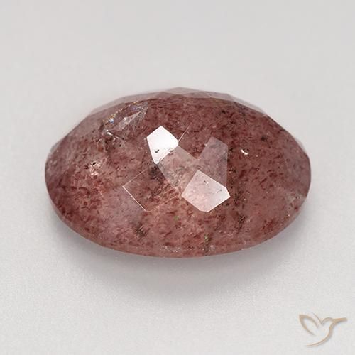 Cuarzo Fresa Rosado medio natural de 7.65 ct, Corte Óvalo, Translúcido
