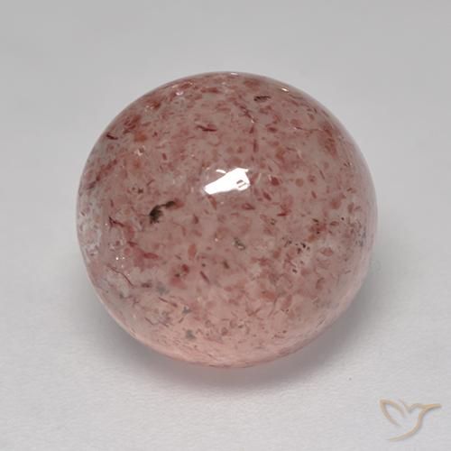 5.93ct Natural Rosado claro Cuarzo fresa, Redondo, Translúcido