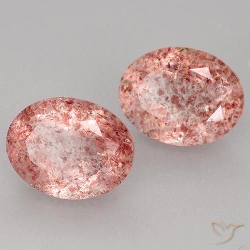 Gemas de Cuarzo fresa Rosado claro natural de 3.50 ct, Ovalada, Translúcido
