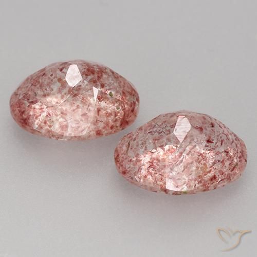 Gemas de Cuarzo fresa Rosado claro natural de 3.50 ct, Ovalada, Translúcido