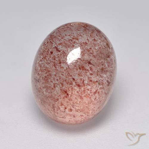 Cuarzo fresa Rosado medio natural de 7.08 ct, Ovalada, Translúcido