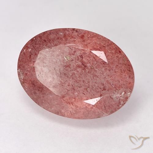 Cuarzo fresa Rosa rosado natural de 9.30 ct, Ovalada, Translúcido