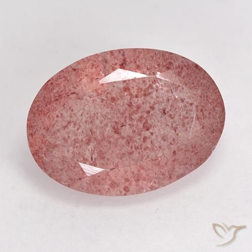 7.38ct Natural Rosado medio cuarzo fresa, Ovalada, Translúcido