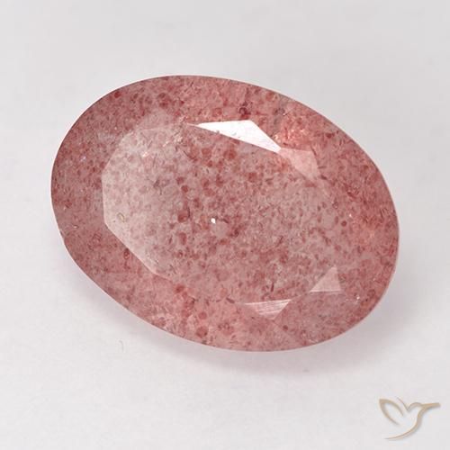 Cuarzo fresa Rosado medio natural de 7.38 ct, Ovalada, Translúcido