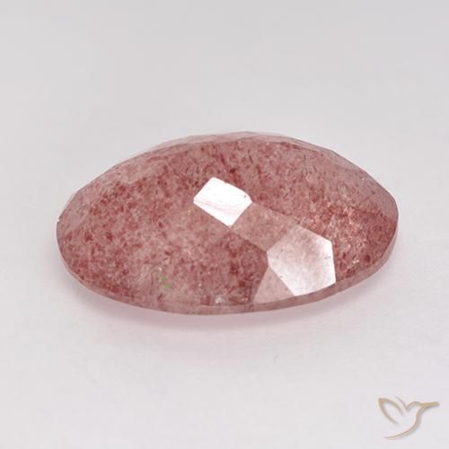 Cuarzo fresa Rosado medio natural de 7.38 ct, Ovalada, Translúcido