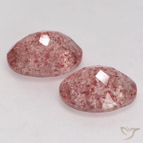 Gemas de Cuarzo fresa Rosado medio natural de 3.33 ct, Ovalada, Translúcido