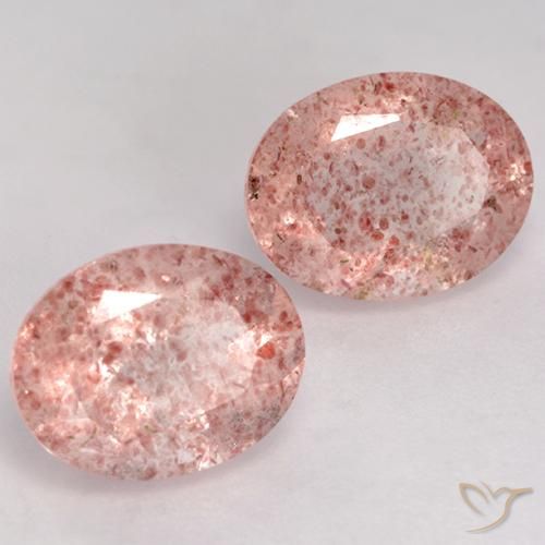 Gemas de Cuarzo fresa Rosado medio natural de 3.50 ct, Ovalada, Transparente
