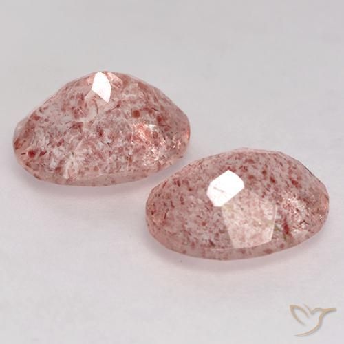 Gemas de Cuarzo fresa Rosado medio natural de 3.50 ct, Ovalada, Transparente
