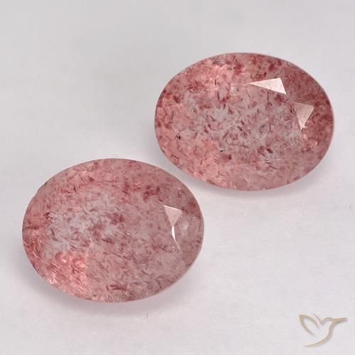 Gemas de Cuarzo fresa Rosado medio natural de 3.49 ct, Ovalada, Translúcido