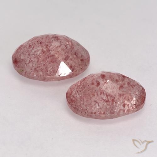 Gemas de Cuarzo fresa Rosado medio natural de 3.49 ct, Ovalada, Translúcido