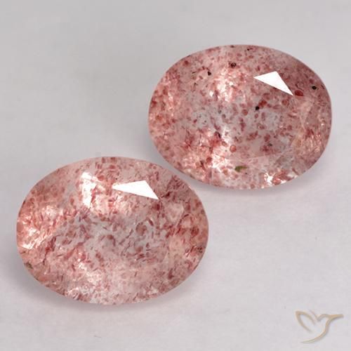 Gemas de Cuarzo fresa Rosado terroso natural de 3.10 ct, Ovalada, Transparente
