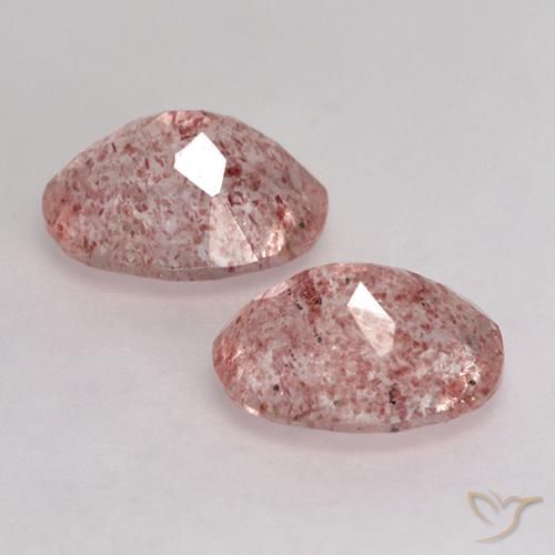 Gemas de Cuarzo fresa Rosado terroso natural de 3.10 ct, Ovalada, Transparente