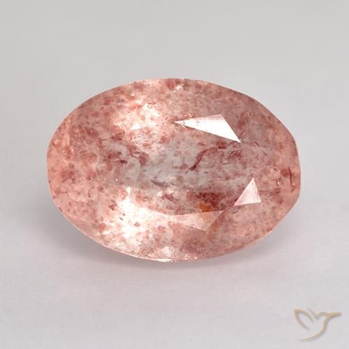 4.27ct Natural Rosado claro medio cuarzo fresa, Ovalada, Translúcido