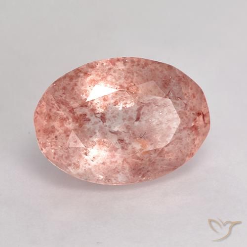 Cuarzo fresa Rosado claro medio natural de 4.27 ct, Ovalada, Translúcido