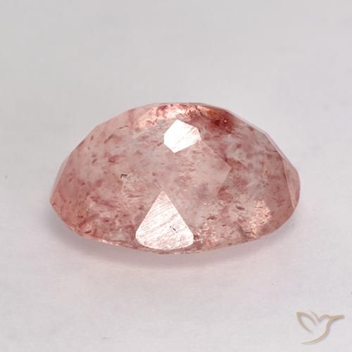 Cuarzo fresa Rosado claro medio natural de 4.27 ct, Ovalada, Translúcido
