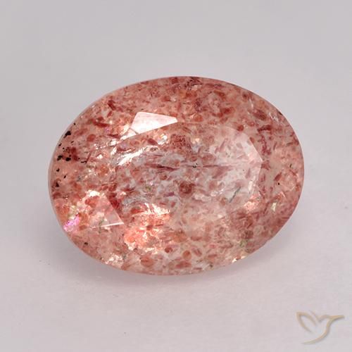 Cuarzo fresa Rosado medio natural de 1.88 ct, Ovalada, Translúcido