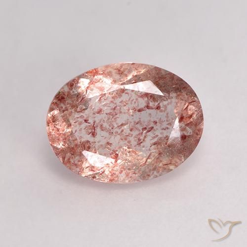Cuarzo fresa rosa natural de 1,53 ct, corte óvalo, transparente