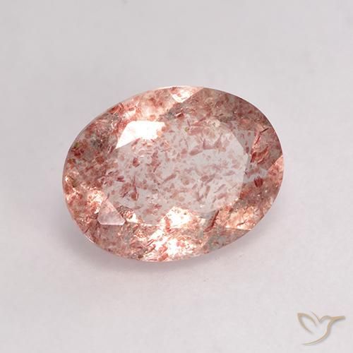 Cuarzo fresa rosa natural de 1,53 ct, corte óvalo, transparente