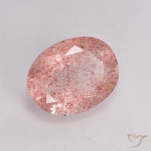 Cuarzo fresa Rosado medio natural de 1.62 ct, Ovalada, Translúcido