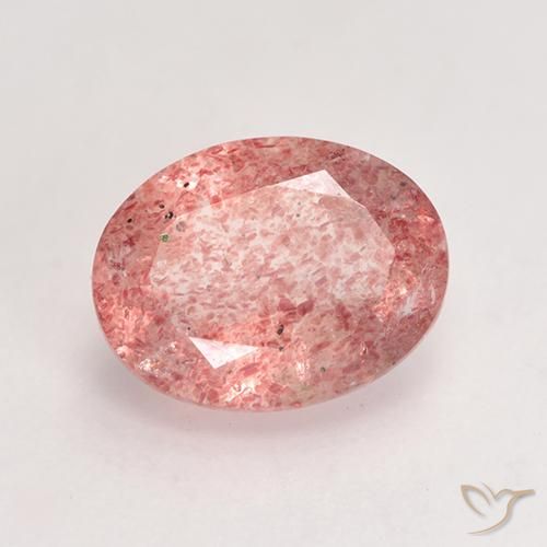 Cuarzo fresa Rosado claro medio natural de 1.79 ct, Ovalada, Translúcido